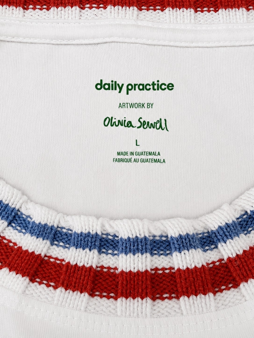 Anthropologie Daily Practice Olivia Sewell Pup Tee Dog Graphic L White Red Blue - Picture 4 of 9